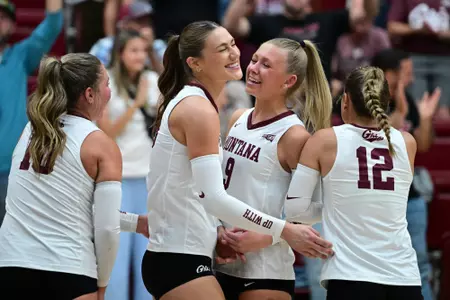 Montana beat Sacramento State in three straight sets in Dahlberg Arena on September 25, 2025.