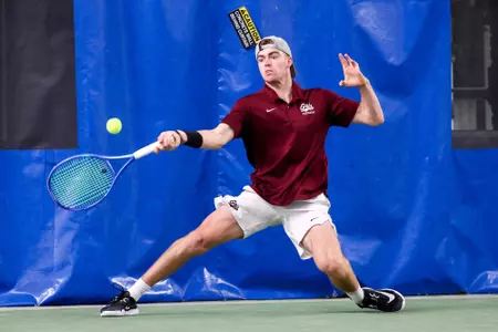 The University of Montana Grizzly tennis team takes on Utah State University at a home meet on January 25, 2026 in Missoula, Montana.