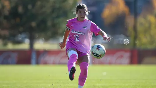 Action shot of University of Montana Grizzlies’ soccer against Idaho State University Bengal on Oct. 15, 2026, at the University of Montana South Campus Stadium, in Missoula.