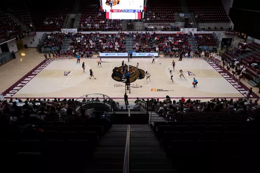 Action shot of the University of Montana Grizzlies’ Volleyball against Utah Tech University Trailblazers on Oct. 17, 2026, at the Dahlberg Arena in Missoula.