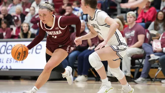 The Lady Griz face Montana State University at Robin-Selvig Court on February 14, 2026 in Missoula, Montana.