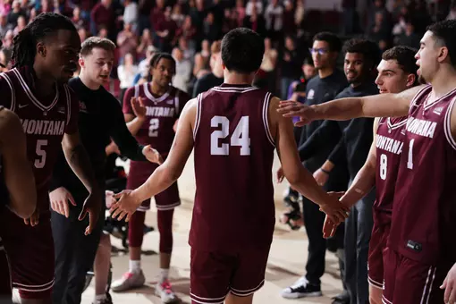 The Montana Grizzlies face Montana State University at Robin-Selvig Court on February 14, 2026 in Missoula, Montana.