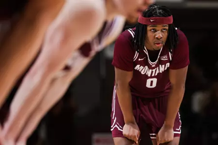 The Montana Grizzlies face Montana State University at Robin-Selvig Court on February 14, 2026 in Missoula, Montana.
