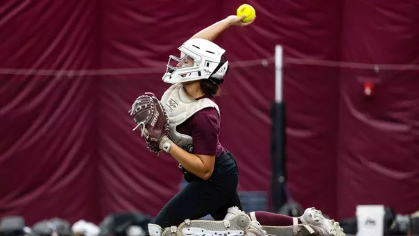 The University of Montana Grizzly softball team practices in the Grizzly Indoor Practice Facility on Monday, January 12, 2025 in Missoula, Montana.