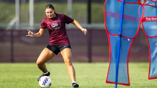 The Montana Grizzlies soccer teams practices at the South Campus Stadium on Thursday, July 23, 2026, in Missoula, Montana.