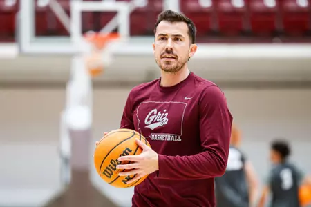 The Montana Grizzlies mens basketball team practices in Dahlberg Arena on Wednesday, September 23, 2026, in Missoula, Montana.