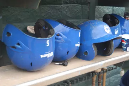 Baseball Helmets & Bat Rack