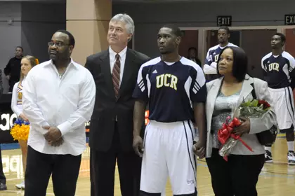Javon Borum, his parents, and Head Coach Jim Wooldridge at Senior Nite