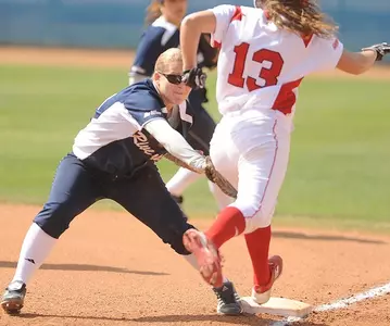 Jessica Vassar Tagging Runner At First Base
