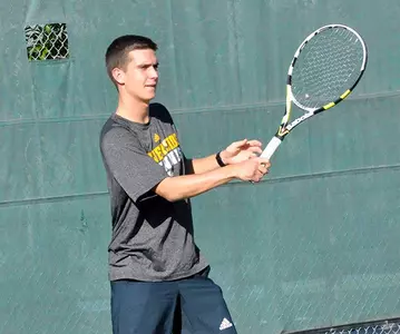 Men's Tennis Drops BWC Opener At UC Davis In Rain Delayed Match Image