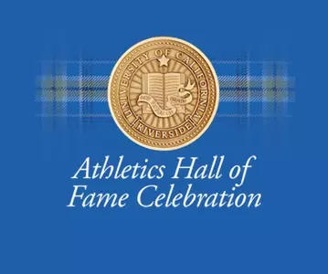 Athletics Hall of Fame Celebration Blue Background Logo