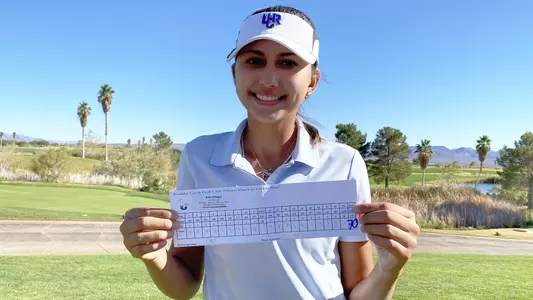 Kate Villegas with her scorecard after Round 3 Tuesday.