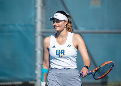 UCRÕs womenÕs tennis team member Natalie Shamma during their match against Long Beach State on February 18, 2022, at UC Riverside.
(UCR/Stan Lim)