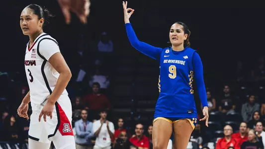 Maya Chocano Celebrates Three Pointer at UofA