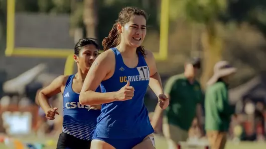 Sophia Budd runs for UC Riverside Track & Field at the 2025 RCC Invitational in Riverside, California