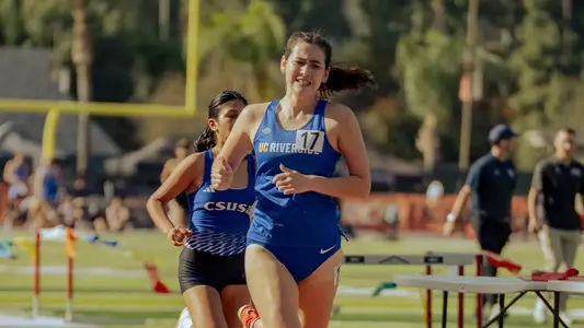 Sophia Budd runs for UC Riverside Track & Field at the 2025 RCC Invitational in Riverside, California