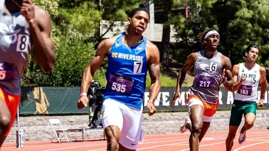 Reggie Day competes for UC Riverside Track & Field at the 2024 Big West Track & Field Championships in San Luis Obispo, California