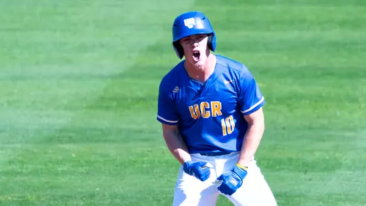 Lucas Bonham doubles against Utah Tech Game 1