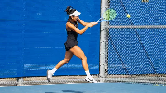 Kei Kato with the backhand against UCSD