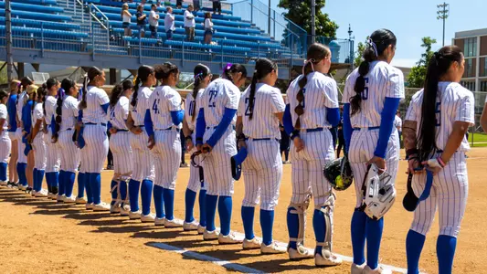 Softball Team Lined Up For Anthem