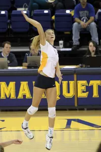 Reigning BIG EAST Freshman of the Week Nele Barber had 12 kills in the win.