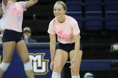 Rachel Stier and Marquette dug 51 Georgetown attacks on Sunday afternoon.