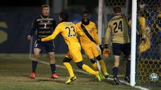 Freshman Coco Navarro celebrates after tallying the golden goal with 25 seconds remaining in overtime.
