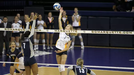 Nele Barber averaged 5.38 kills per set at Butler and Xavier.