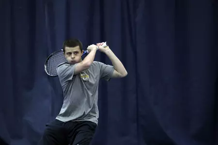 Junior Dan Mamalat posted two wins at No. 1 singles on Saturday.