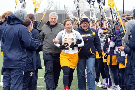 Marquette honored Lisa Beltramello and its other seniors in a pregame ceremony.