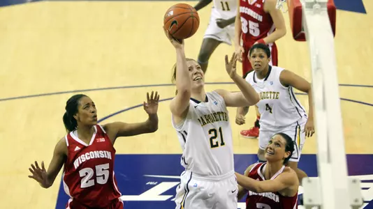 Senior Katherine Plouffe paced MU with 14 points