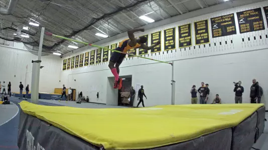 Freshman Oumaru Abdulahi has the top men's high jump mark in the BIG EAST this season at 2.10 meters.