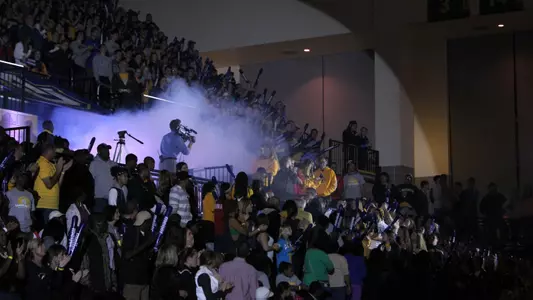 Setup has begun for tonight's event inside and outside of the Al McGuire Center.