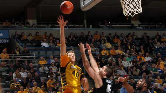 Sophomore center Luke Fischer is third on the team in scoring (10.2 ppg.)