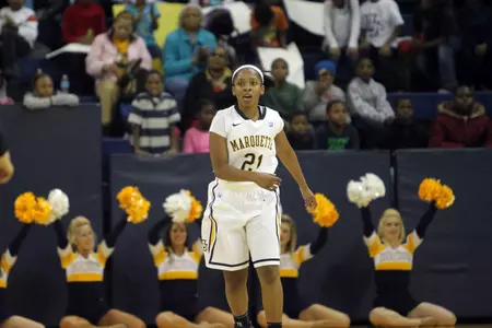 Freshman guard Tia Elbert netted 14 points in MU's regular season finale at DePaul