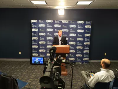 MU's Steve Wojciechowski capped a busy day of media obligations with a season-ending press conference.