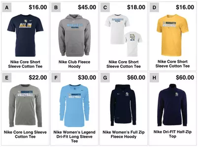 The flash store has a variety of volleyball apparel
