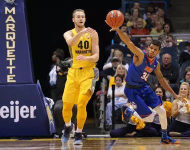 Luke Fischer had his sixth career double-double in the victory (photo: Maggie Bean).