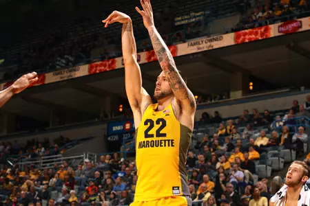 Katin Reinhardt hit five first half 3-pointers (photo: Maggie Bean).