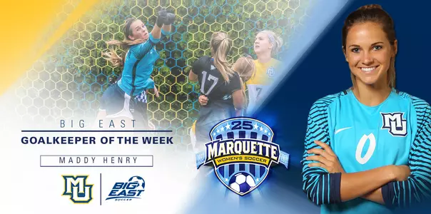 Maddy Henry earns the first BIG EAST Goalkeeper of the Week honor of her career.