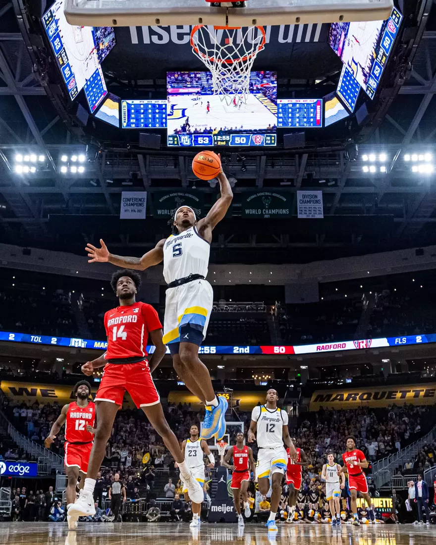 Marquette Men's Basketball beats Radford 79-69 at Fiserv Forum in Milwaukee, WI on Monday November 7, 2022.