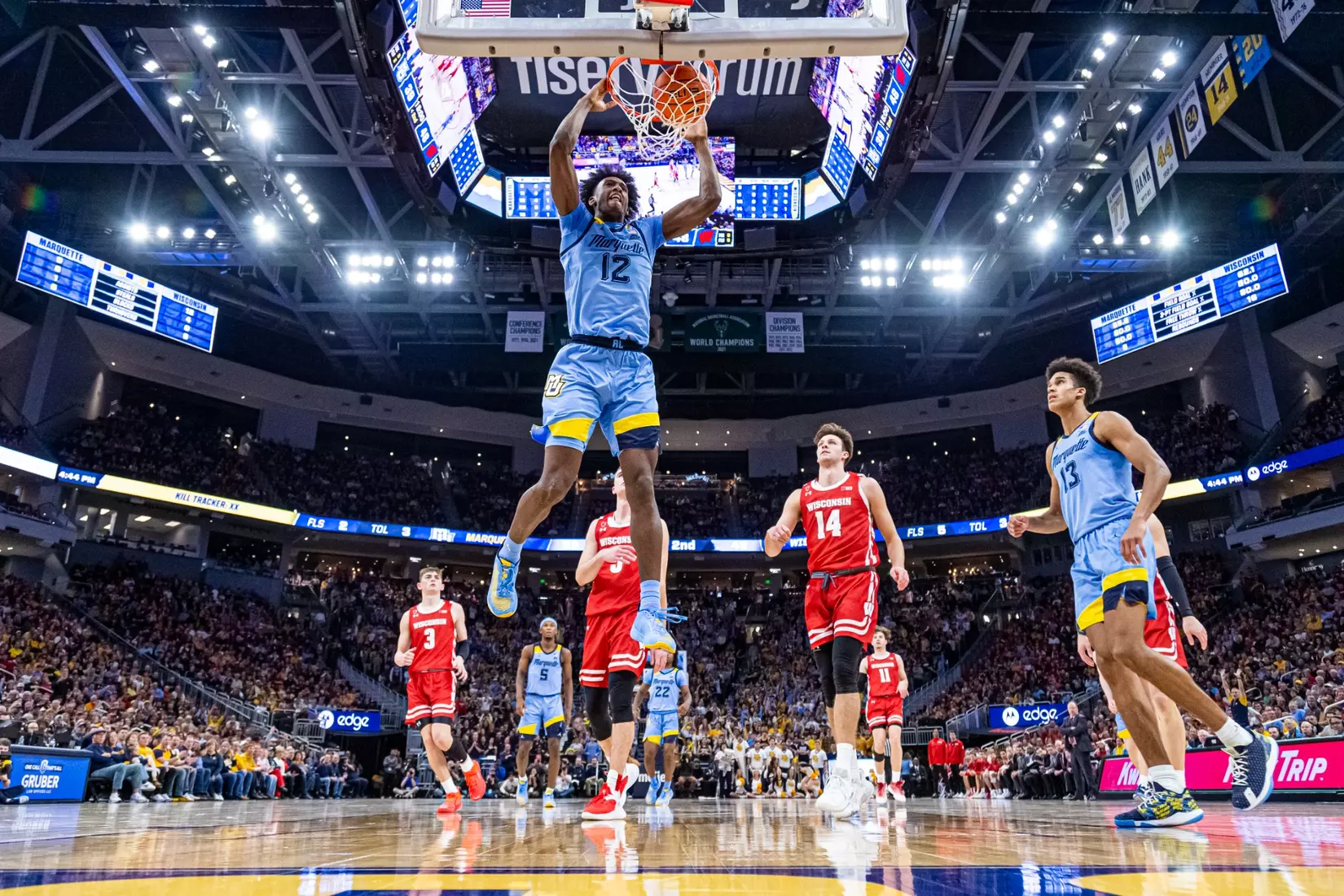 Marquette Men's Basketball falls to Wisconsin 80-77 in overtime at Fiserv Forum in Milwaukee, WI on Saturday December 3, 2022.