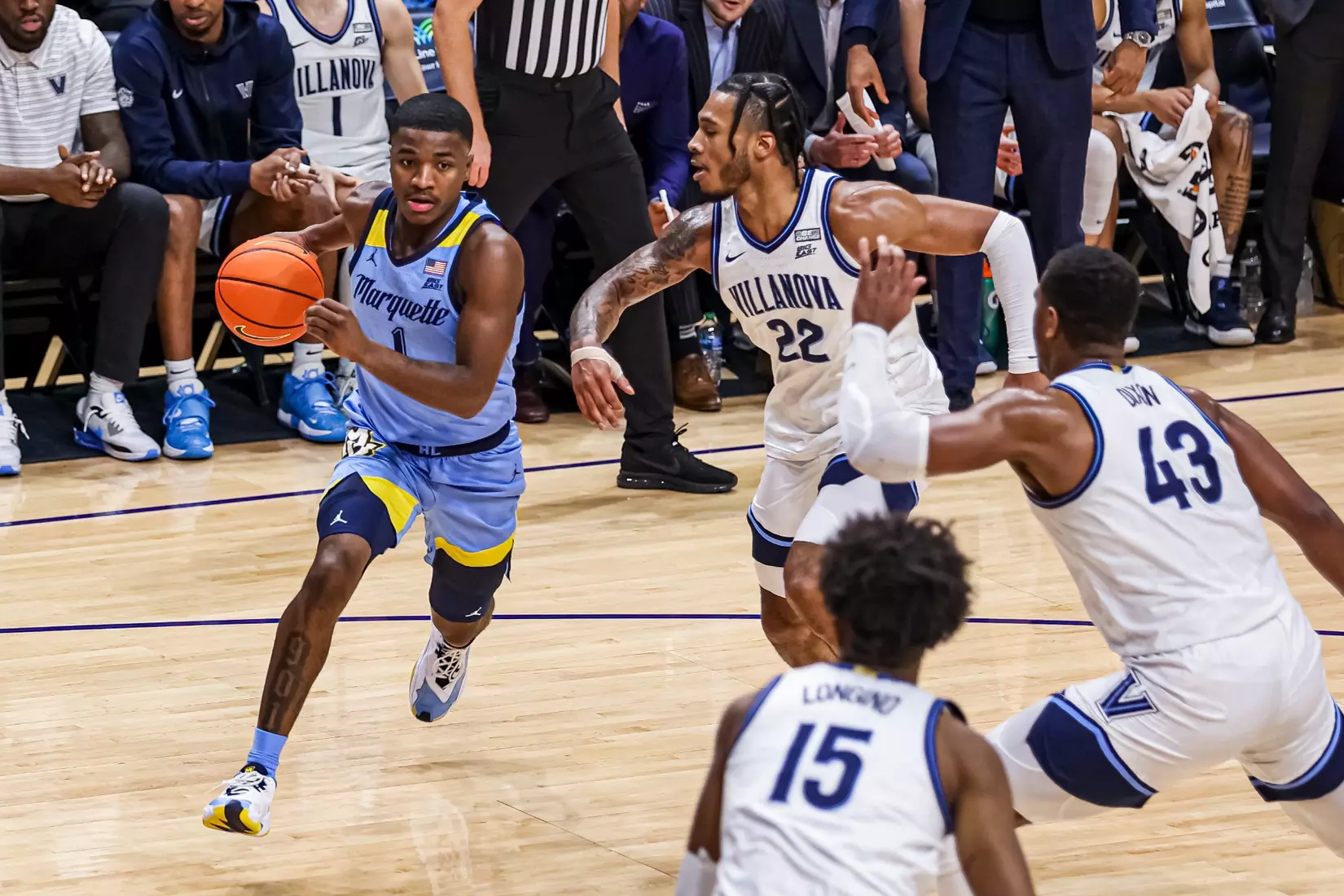 Marquette Men's Basketball defeats Villanova Wildcats 68-66 at Finneran Pavillion on Saturday December 31, 2022.