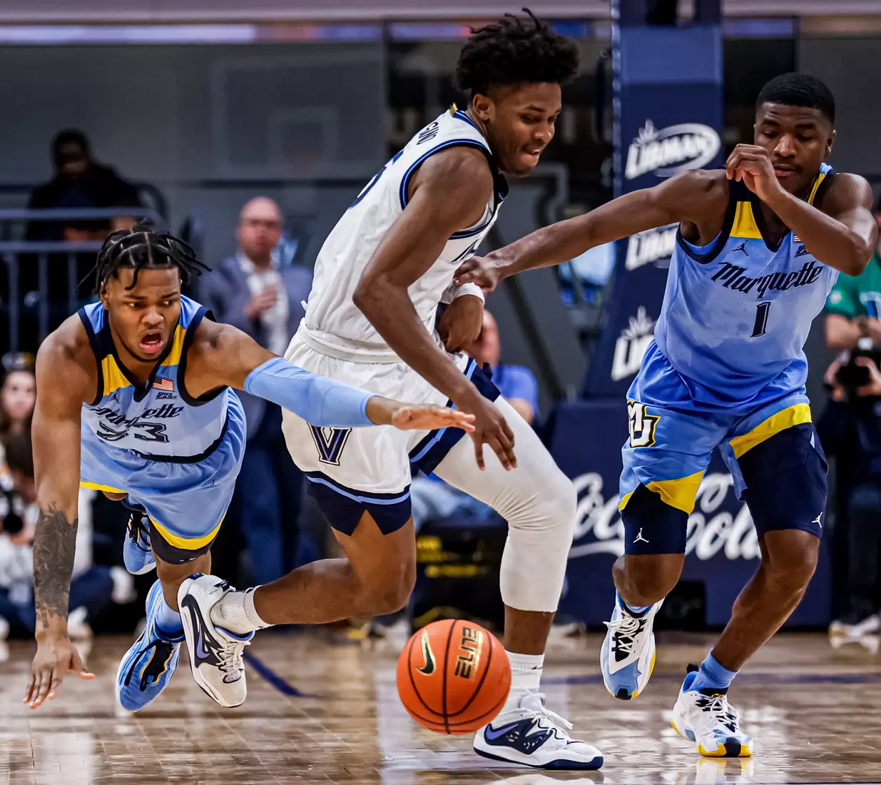 Marquette Men's Basketball defeats Villanova Wildcats 68-66 at Finneran Pavillion on Saturday December 31, 2022.