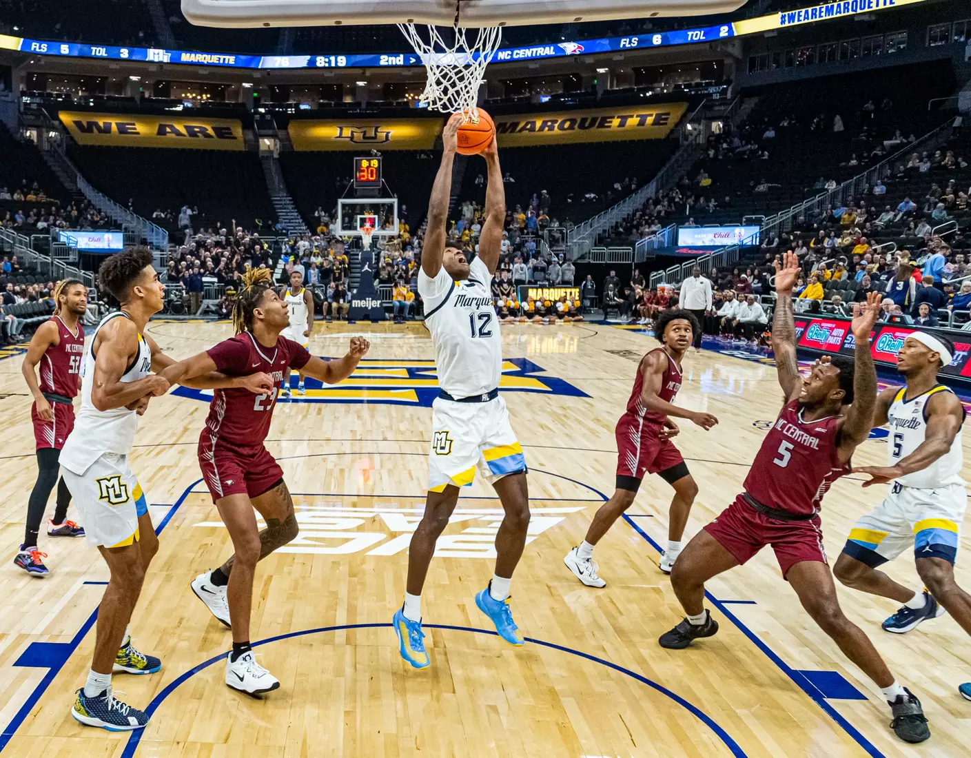 Marquette Men's Basketball defeats NC Central 90-78 at Fiserv Forum in Milwaukee, WI on Tuesday December 6, 2022.