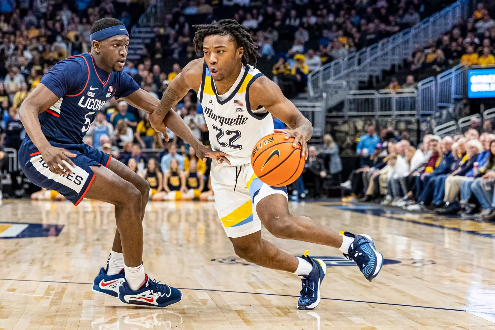 #25 Marquette defeats #6 Connecticut 82-76 at Fiserv Forum in Milwaukee, WI on Wednesday January 11, 2023.