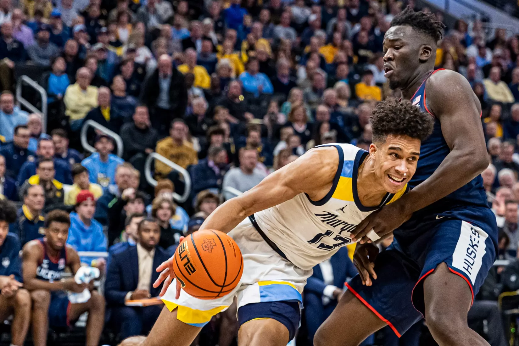 #25 Marquette defeats #6 Connecticut 82-76 at Fiserv Forum in Milwaukee, WI on Wednesday January 11, 2023.