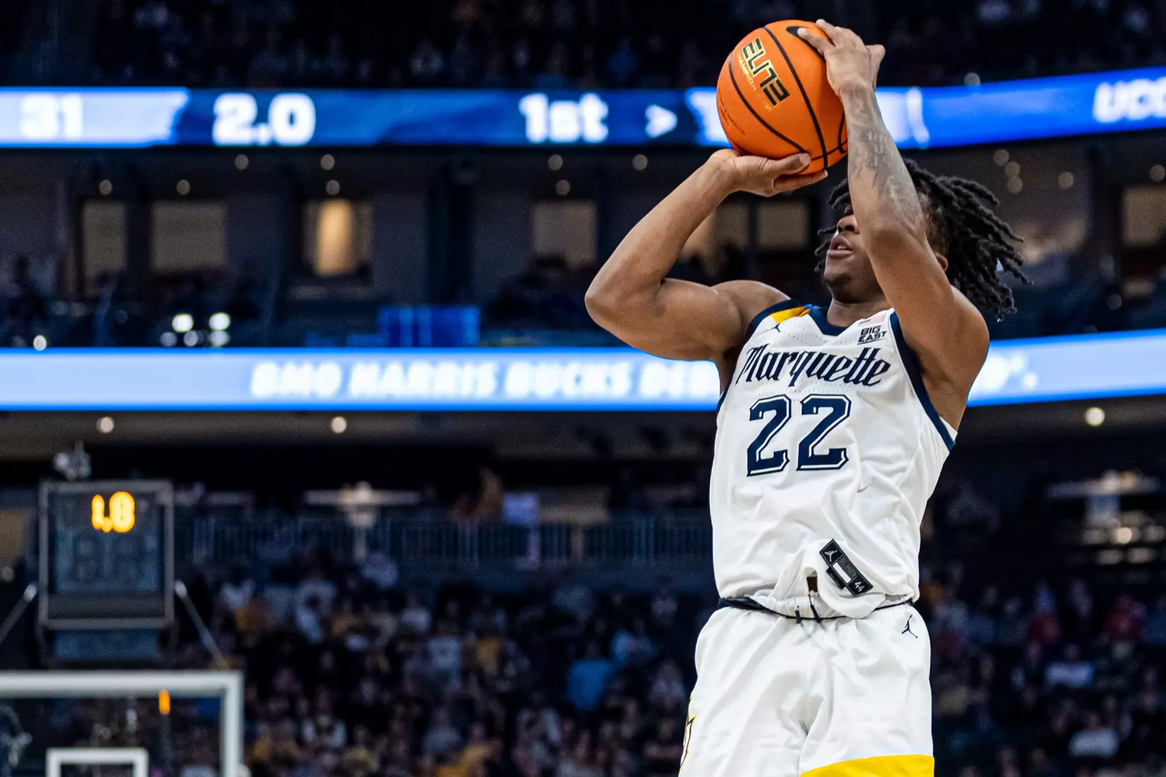 #25 Marquette defeats #6 Connecticut 82-76 at Fiserv Forum in Milwaukee, WI on Wednesday January 11, 2023.