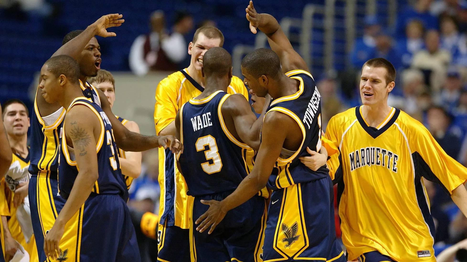 Celebration and Excitement, Dwyane Wade 3, Former, Huddle, Marquette Athletics, Men's Basketball, Sports
