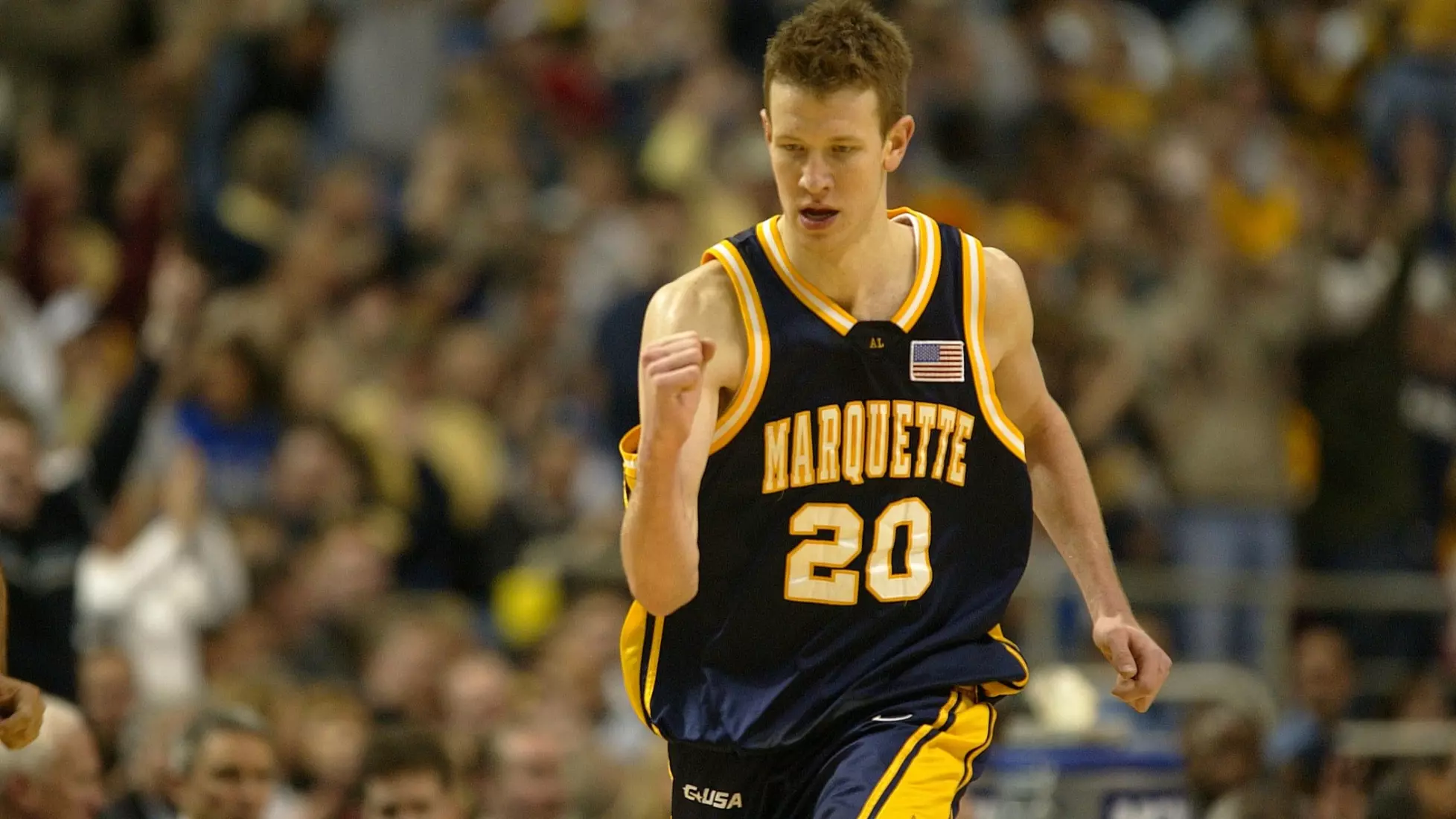 Men's basketball game action against Kentucky in the Elite Eight, 2003
Athletes, Males, Men's Basketball, Steve Novak, Students
Men's basketball game action against Kentucky in the NCAA Elite Eight, March 29, 2003.